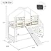 Aoskem Kinderbett Etagenbett 90x200, Hochbett Hausbett Holzbett mit Treppe & Rutsche, Bettgestell mit Rausfallschutz und Gitter, Bett mit 1x Lattenrost, Bettrahmen aus Massivholz, Ohne Matratze, Weiß