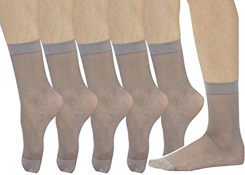 Image of ToBeInStyle Women's Pack of 6 Trendy Sheer Nylon Crew Sock Stockings