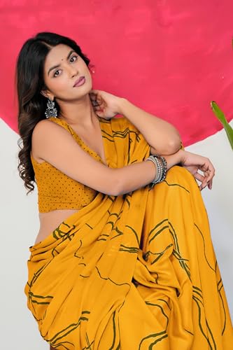 Image of MIRCHI FASHION Saree for Woman Chiffon Georgette Geometric Printed | Lightweight Farewell and Women's Office Sari with Blouse Piece