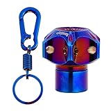 Wakauto Motorcycle Key Cover Case Shell with Keychain Titanium Alloy CNC Burn Key Ring Key Head Tip Cover Protector for Scooters Motorbikes Accessories (Blue)