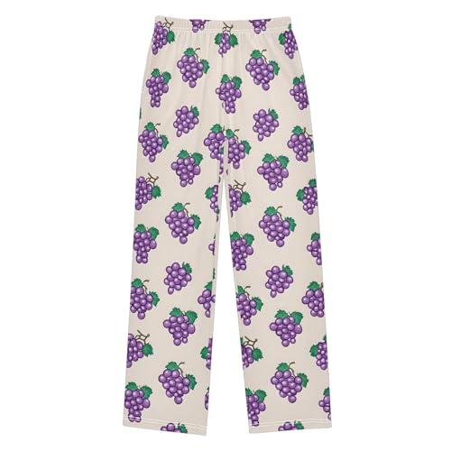 Pajama Pants Lounge Sleep PJ Bottoms Sleepwear Elastic Waist Drawstring L Grapes