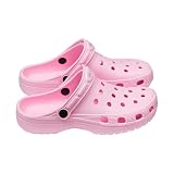 ARRIA AirClog Classic Shoes, Unisex, Lightweight Slip-On Clogs with 360° Comfort, Breathable, Quick-Dry, Customizable Charms for Travel, Beach, Nurses, Gym & Home (Large, Pink)