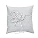 Produktbild DEDEMCO Hochzeitsringkissen mit bestickter Blume, Ringträgerkissen, Spitze, Blumenringkissen, Trägerkissen für Strand, Hochzeit, Party, Zeremonie, D, 20 x 20 cm