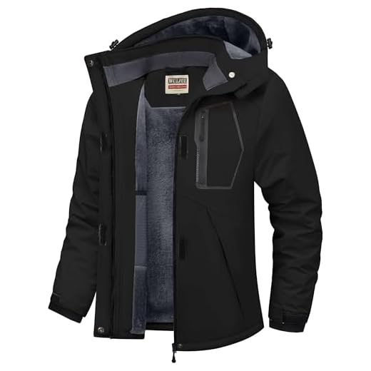 WULFUL Women's Waterproof Ski Jacket Warm Winter Coats Windproof Winter Jackets for Women Fleece Lined Windbreaker with Hood,Black,Small