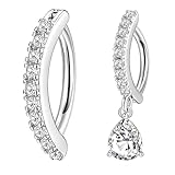 VOOSFSIE 2 Piezas 14G Piercing Ombligo Plata, Piercing Ombligo Acero Quirurgico, CZ Clicker Chapados Piercings Ombligo, Barbell Bijoux Anillos, Piercings Ombligo para Mujeres