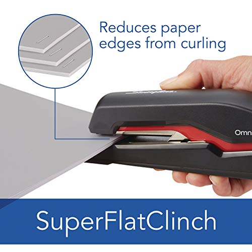 Swingline Stapler, Omnipress 60 Stapler, Press Anywhere For Easier Use", 60 Sheet Capacity, Black/Red (5000591A) #TOP5
