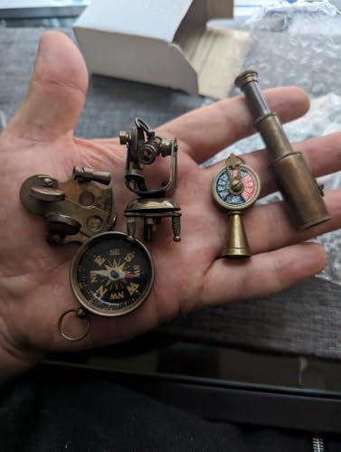 Set of 5 Brass Miniature Nautical Replicas–Vintage-Style Telescope, Compass, Sextant, Theodolite & Telegraph–Steampunk Decor & Collectible Gift Set for Teens, Adventure Seekers & Maritime Enthusiasts - Image 7