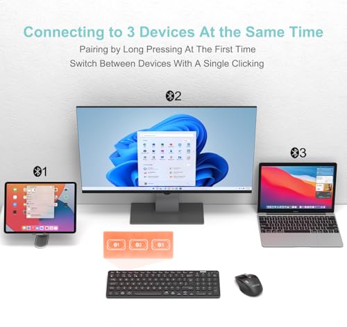 Arteck HB305-2 Universal Multi-Device Bluetooth Keyboard Ultra Compact Wireless Bluetooth Keyboard with Media Hotkeys for Windows iOS iPad OS Android Computer Desktop Laptop Surface Tablet Smartphone - Image 3