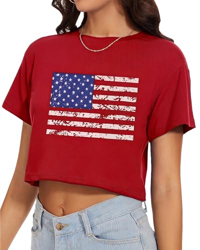 Image of Womens Summer Crop Tops Short Sleeve Round Neck T-Shirts Loose Fit Casual Blouse 2026