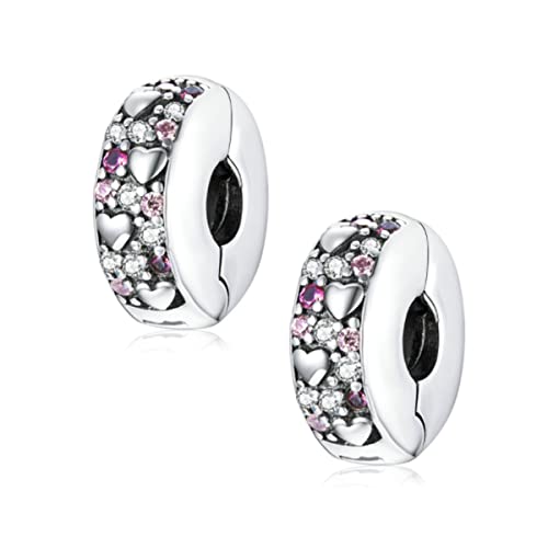 Breloques à clip cœur pour bracelet Pandora, cadeau d'amour en argent