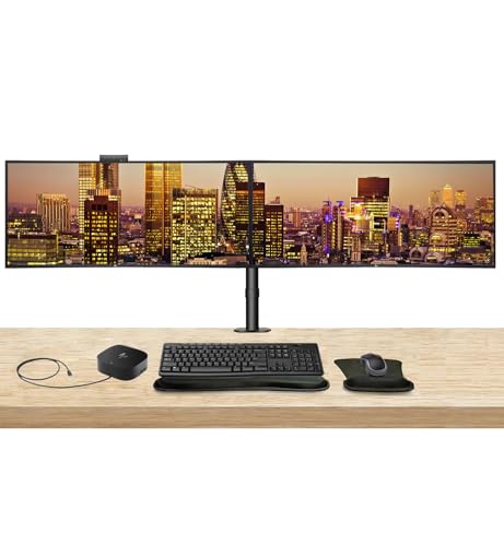 Image of HP Series 5 Pro 34-inch 534pm Curved 2K WQHD Conferencing Monitor 2-Pack Bundled with Desk Mount Stand, USB-C Multiport G5 Dock, MK270 Wireless Keyboard & Mouse, Gel Mouse & Wrist Pad