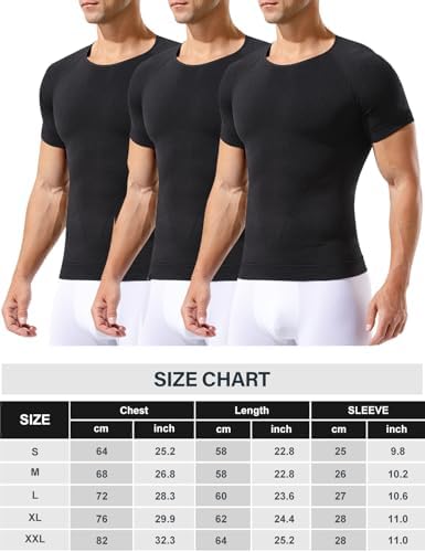 Casey Kevin Mens Medium Compression Shirts Short Sleeve Shapewear 3 Pack - 5
