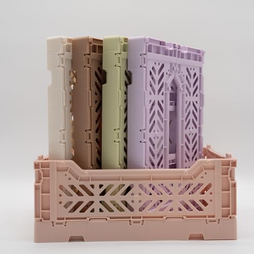 Luna Crates caixa de armazenamento dobrável, caixa organizadora de caixotes dobrável com alça, caixa