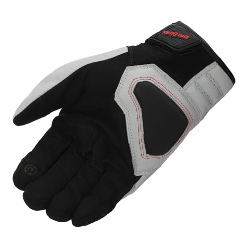 Image of Royal Enfield PHOENIX GLOVES | Leather & Microsuede Hybrid | TPR Knuckle Protection | Perforated Ventilation | Touchscreen Ready | Reinforced Palm Grip | Neoprene Anti-Chafing Cuff BLACK S