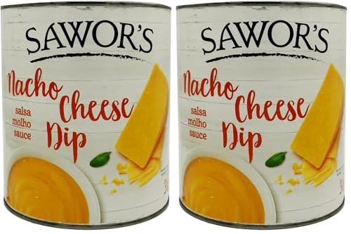 SAWORS - Queso Cheddar Líquido, Nacho Cheddar, Salsa de Queso, Salsa Cheese Nacho Dip, Salsa Cheddar con toque Jalapeño, Lata - 3Kg (Paquete de 2)