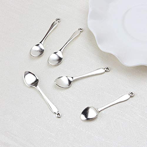 20 Pieces Miniature Spoon Charms, Vintage Tibetan Silver Style Mini Spoon Pendants for Jewellery Making - Image 2