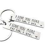 Banemi Pop Schlüsselanhänger, Home Schlüsselanhänger 2Pcs Long Plate Graviert I Love You More The End Geburtstagsgeschenk Schlüsselanhänger