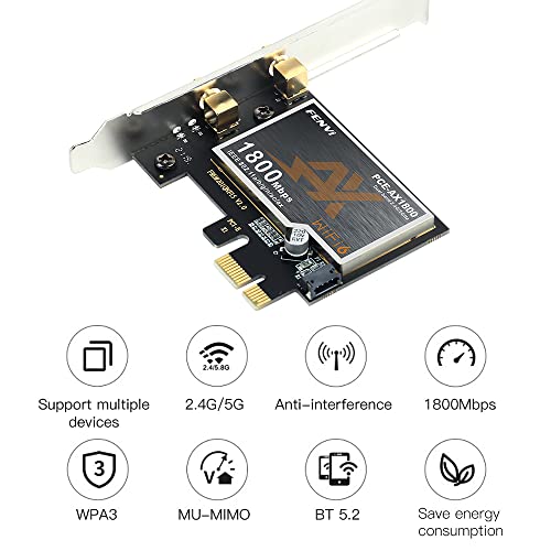 Wifi 6 Pci-E Wifi Network Card Ax1800Mbps Bt5.2 Dual Band 802.11Ax Pcie Desktop Wifi 6 Pci Express Wireless Adapter Only For Pc Windows 11/10 #TOP5