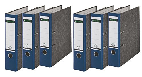 Leitz 1080 Qualitäts-Ordner 180A mit Schlitzen A4 Breit, 6 Stück im Sparpack (blau, 2)