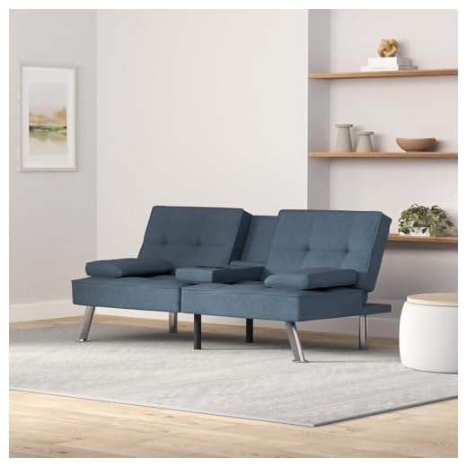 Modern Blue Folding Futon Sofa Bed
