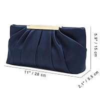 CHARMING TAILOR Clutch Evening Bag Elegant Pleated Satin Formal Handbag Simple Classy Purse for Women (Navy) — image 7