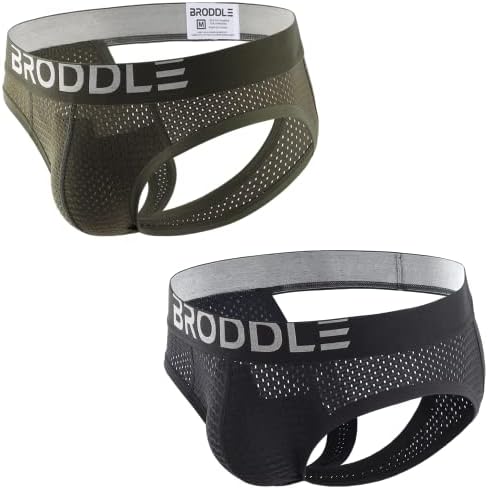 BRODDLE Men's Mesh Padded Pouch Athelic Supporters Breathable Jockstrap Elastic Waistband Low Rise