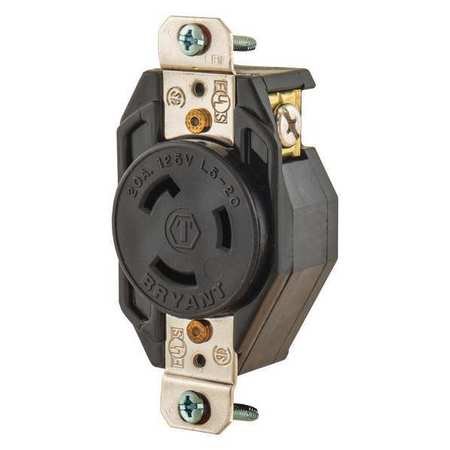 20A Locking Receptacle 2P 3W 125VAC L5-20R BK