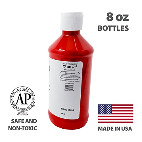 Image of milo Acrylic Paint Set, 12 Primary Colors, 8 oz Bottles, Semi-Gloss | Safe, Non-Toxic, Made in the USA, Arts & Crafts Paints for Artists, Student & Hobby Painters, Paint Pack, Classroom, Bulk
