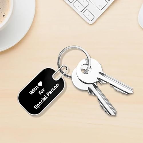 Image of Personalized Metal Keychain with Custom Engraved Name, 7.5 x 2.9 cm Black Tag, Durable Key Ring for Couples