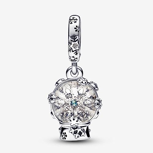 New S925 sterling silver Christmas snow globe crystal pendant necklace accessories DIY charm personalized crystal snow globe charm snake bead pendant silver charm beading2