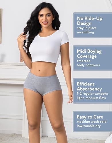 Image of Goat Union Organic Cotton Boyleg Period Underwear for Women & Teens - Moderate Absorbency Period Panty