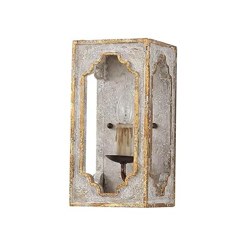 JinYuZe Lightelk Heye French Country Candle Square Distressed Wall Sconce 1-Light Cover