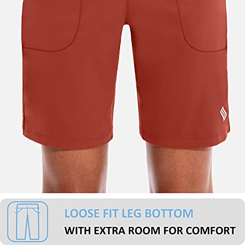 Santiny Bermuda Shorts For Women With Zipper Pocket Womens High Waisted Long Shorts For Running Workout Athletic(Savannah Red_L) #TOP3