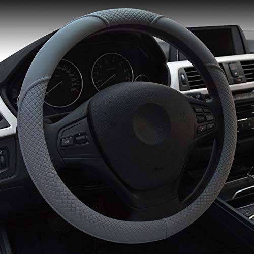 HONCENMAX D-Type Véhicule Couvre Volant Voiture Protecteur De Volant D-Forme Diamètre 38cm (15 ") - Cuir Véritable