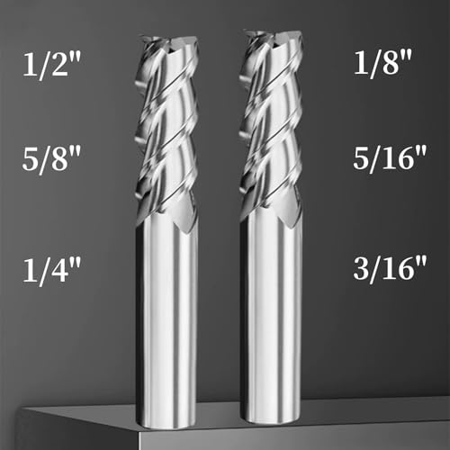 Image of 6pcs 1 /2 inch 1 /8 inch 3 /16 inch 1 /4 inch 5 /16 inch 5 /8 inch Carbide End Mills Set-high Speed Steel HSS 4 Flute Straight End Mill Cutter