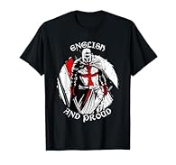 Proud English Knight Saint George. Proud to be English, from England, this design has a knight with the Saint Georges flag, red and white cross Lightweight, Classic fit, Double-needle sleeve and bottom hem