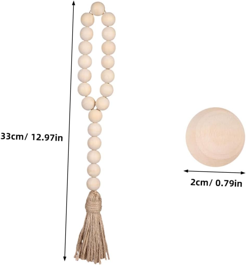 Ciieeo 6pcs Rustic Wood Bead Garland Tassel for Farmhouse Decor Decorative Beads String Pendant for Wall Hanging Bar and Home Decoration