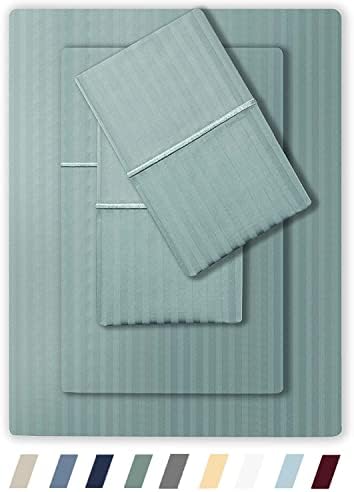 Feather & Stitch King Size Sheets 4 Piece 100% Cotton 500 Thread Count Soft Bedding Luxury Hotel Sheets with Deep Pocket Sung fit with Premium Boxer Elastic (Granite Green)