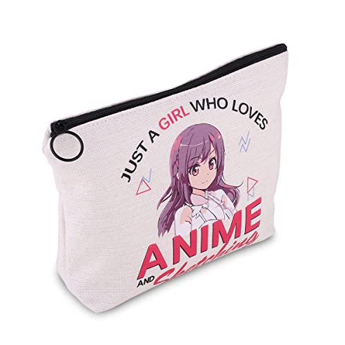 IEVICRE Anime Loverâ€™s Gift Just A Girl Who Loves Anime and Sketching, Anime Fans Cute & Kawaii Cosmetic Bag, Funny Anime Makeup Purse Bag for Women Teen Girls