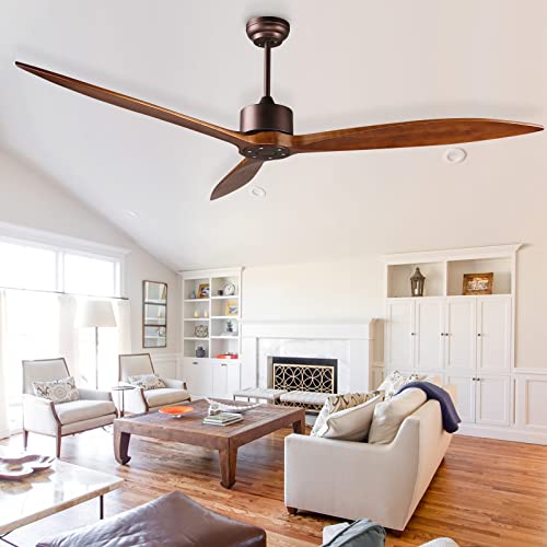Reiga 65" Dc Motor Indoor Outdoor Modern Smart Large Ceiling Fan High Cfm With 3 Wood Blades Wifi Alexa App Remote Control For Patio Garage Farmhouse Oil-Rubbed Bronze #TOP6