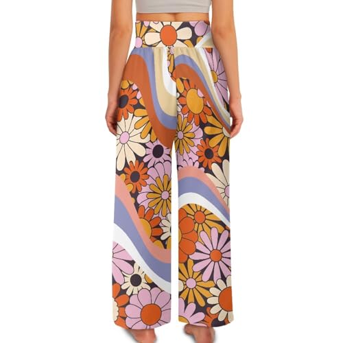 Wide Leg Pants for Women Summer 2024 Palazzo Tropical Floral Casual High Waist Trousers with Pockets S-3XL4