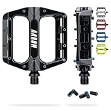 AARON Rock MTB Pedali in alluminio con cuscinetto a sfera industriale sigillato, antiscivolo grazie ai perni intercambiabili, pedali per bici elettrica, BMX, trekking, nero