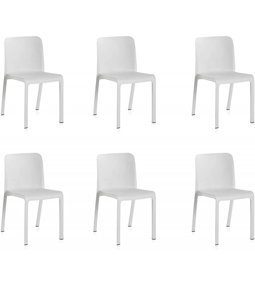 PEGANE Lot de 6 chaises de Jardin empilables en résine Coloris Blanc - Longueur 48 x Profondeur 53 x Hauteur 80 cm