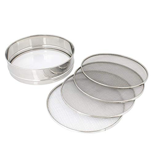 Image of 4-in-1 Interchangeable Atta Chalni with Measuring Atta Scoop | Multipurpose Stainless Steel Flour Sieve with 4 Mesh Sizes | Kitchen Strainer & Flour Filter