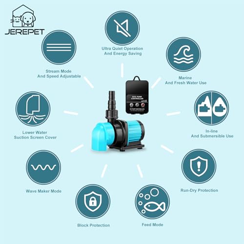 Image of 320GPH Mini Aquarium DC Water Pump with Controller, DC24V 12W Submersible Return Pump for Fish Tank,for 20g to 50g nano desktop Aquariums,Fountains,Sump,Hydroponic
