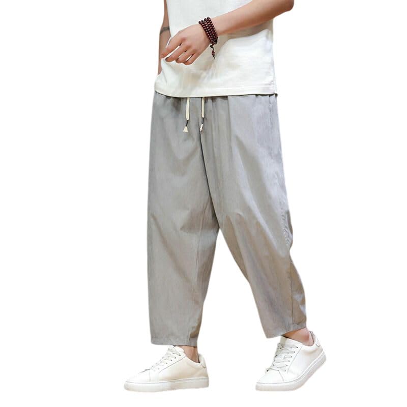 Pantalon jogging homme ample style chinois cordon de serrage
