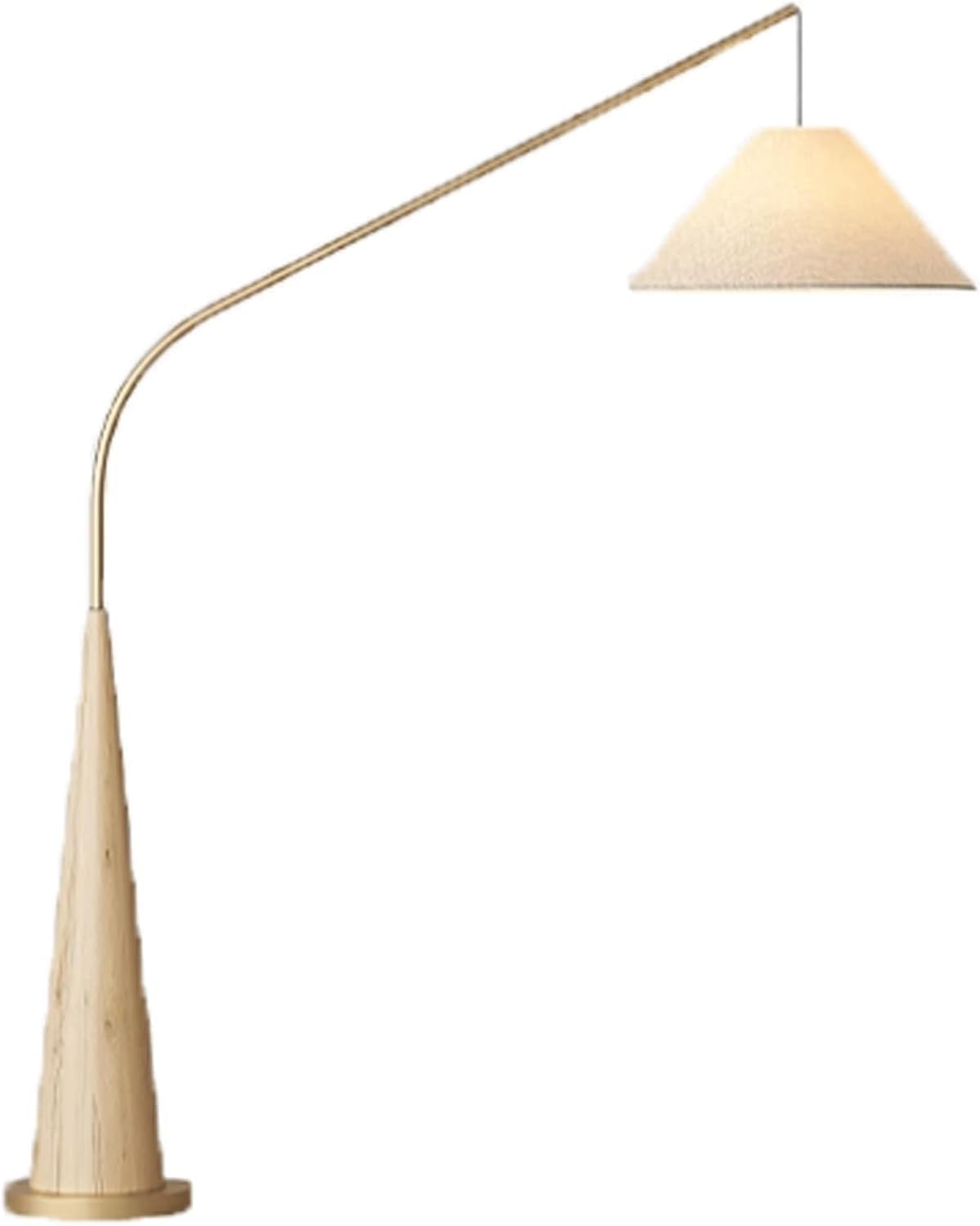 Mid-Century Modern Aesthetic Curved Floor Lamp, Metal and Linen Fabric, Walnut Color, Suitable for Bedrooms, Offices, Study Rooms, Corridors, Living Rooms and Other Scenes