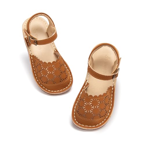 Image of THEE BRON Toddler Floral Cutout Closed Toe Sandals for Girls Breathable Summer Shoes