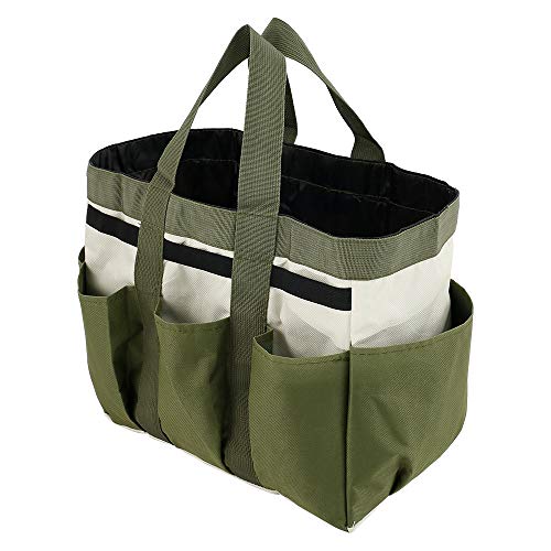 Organizador de bolsa de ferramentas de jardim, bolsa de armazenamento com 8 bolsos, suporte de bolsa de jardim Oxford resistente, suporte de kit de ferramentas de jardinagem para uso interno e externo