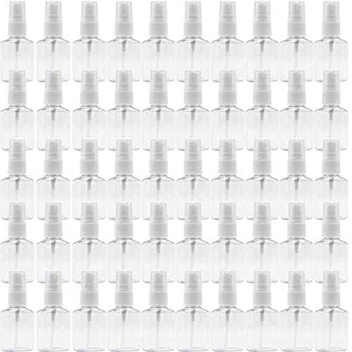 50 Pack 1 oz/30ml Empty Mini Clear Plastic Spray Bottles With Lid Fine Mist Travel Size Bottle Refillable Liquid Containers for Cosmetics,Perfumes，Sample，Eyeglass Cleaner,30pwbj